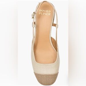 Donald J. Pliner Cream and Sand Cap Toe Raffia Slingback Shoes Size 8 NWOB